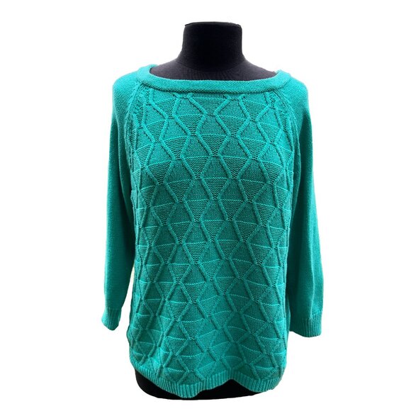 Croft & Barrow Women's Green Textured Knit Sweater Size XL Pullover Lightweight - Picture 7 of 11